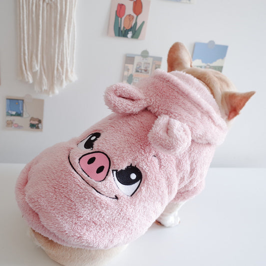 Pet Apparel Embroidery Cartoon Hooded piggy, piggy top